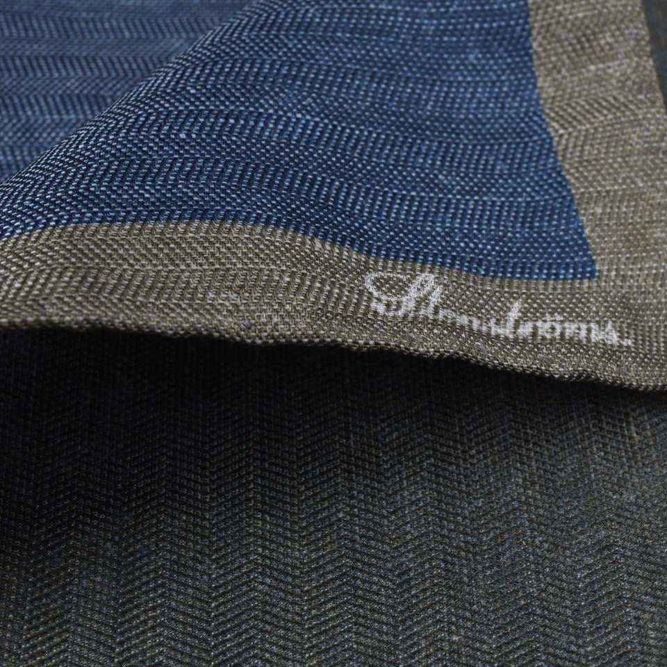 Blue/Beige Reversible Silk Hankie - Stenströms - Boutique Jacques International