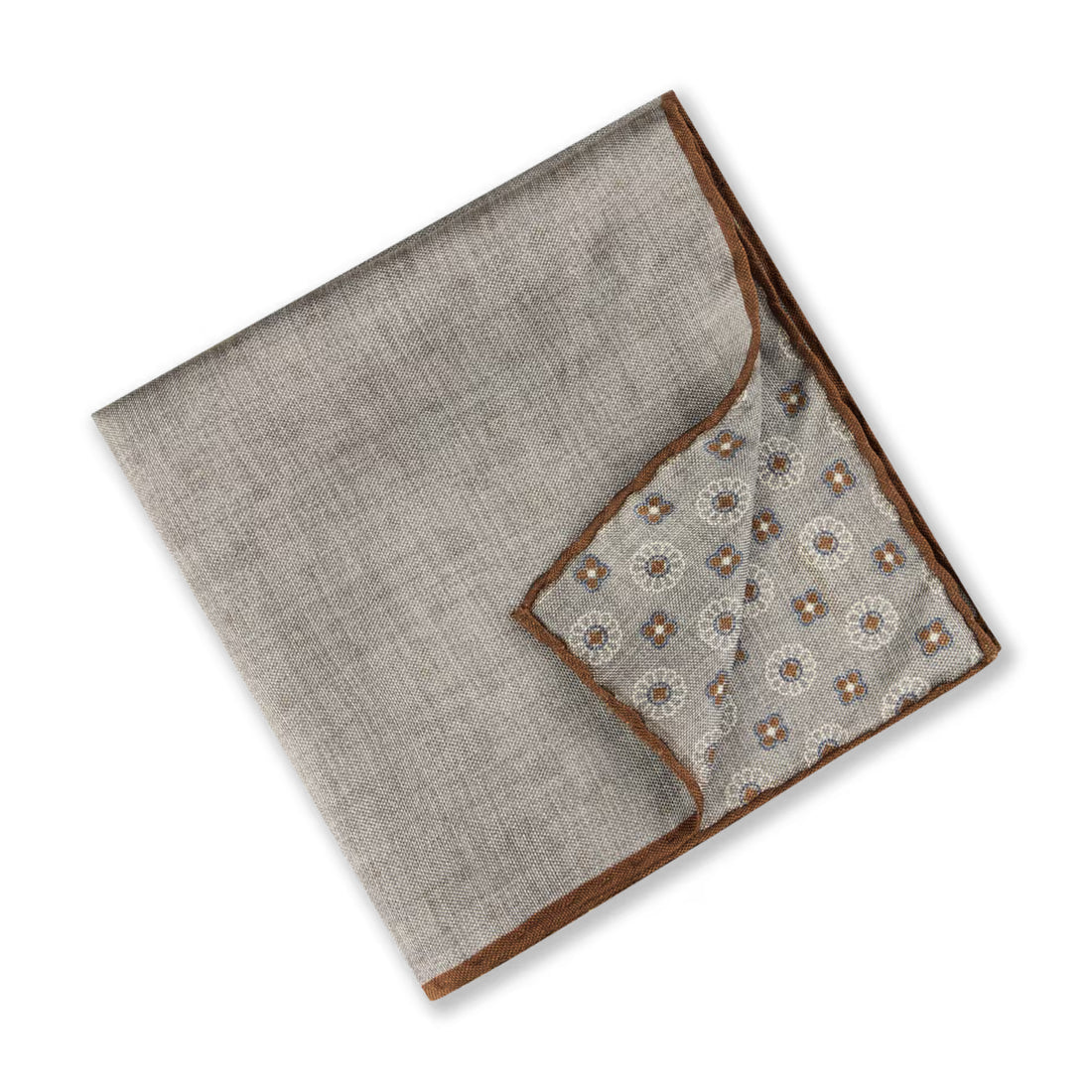 Gray & Brown Reversible Silk Hankie - Stenströms