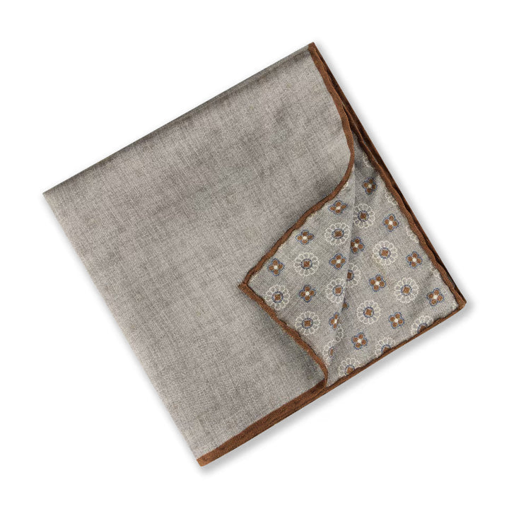 Gray & Brown Reversible Silk Hankie - Stenströms
