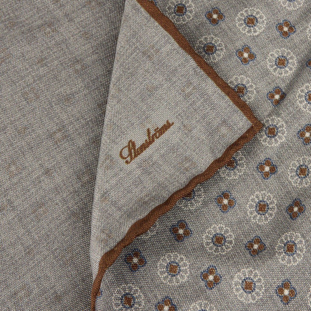 Gray & Brown Reversible Silk Hankie - Stenströms