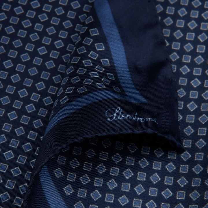Blue Patterned Silk Hankie - Stenströms
