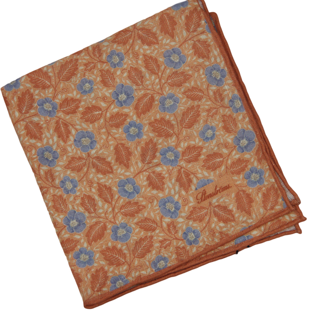 Orange & Blue Floral Linen Hankie - Stenströms