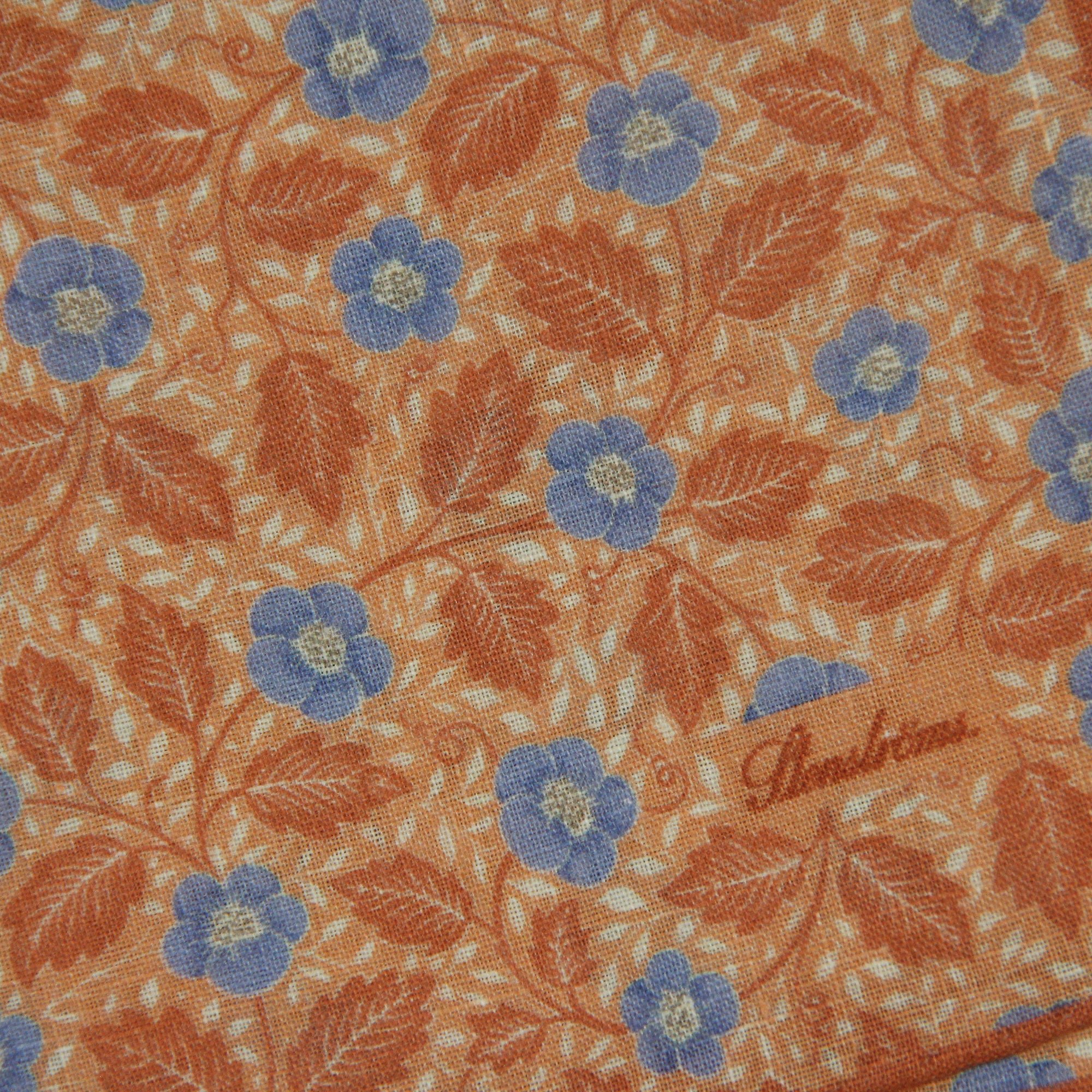 Orange & Blue Floral Linen Hankie - Stenströms