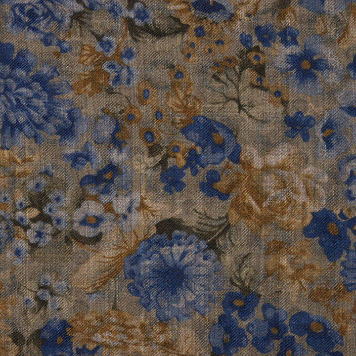 Green Floral/Medallion Patterned Reversible Wool Hankie - Stenströms