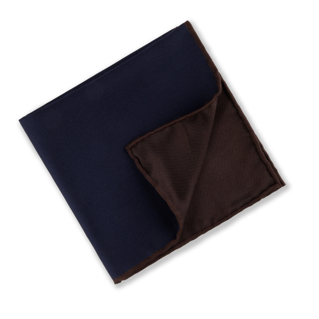 Navy & Brown Reversible Silk Hankie - Stenströms