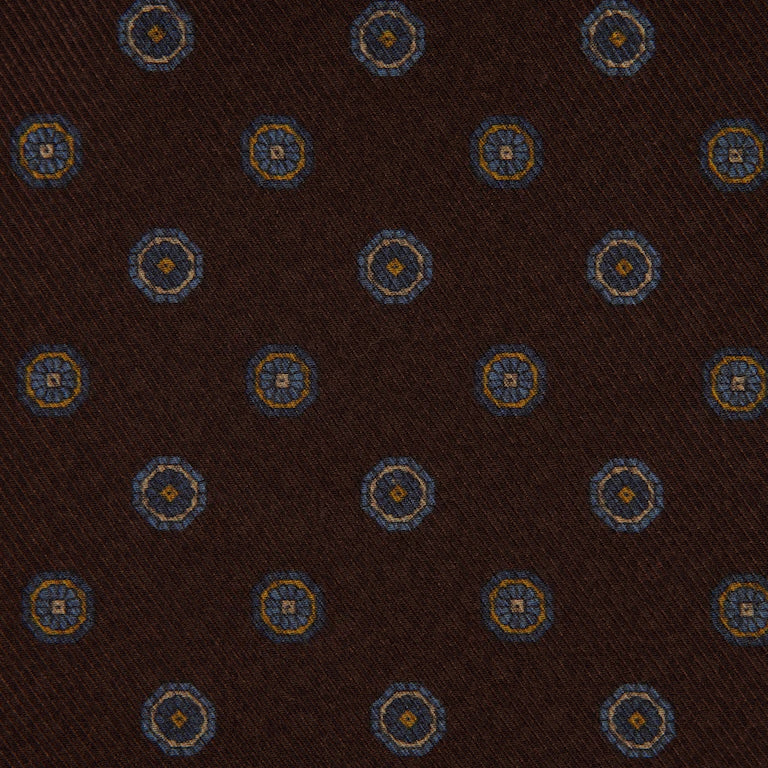 Dark Brown Reversible Patterned Silk Hankie - Stenströms