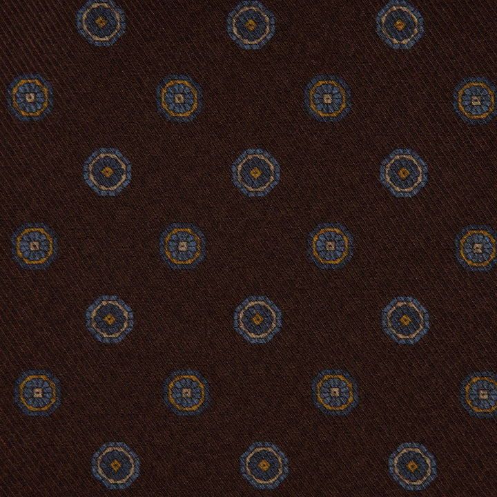 Dark Brown Reversible Patterned Silk Hankie - Stenströms