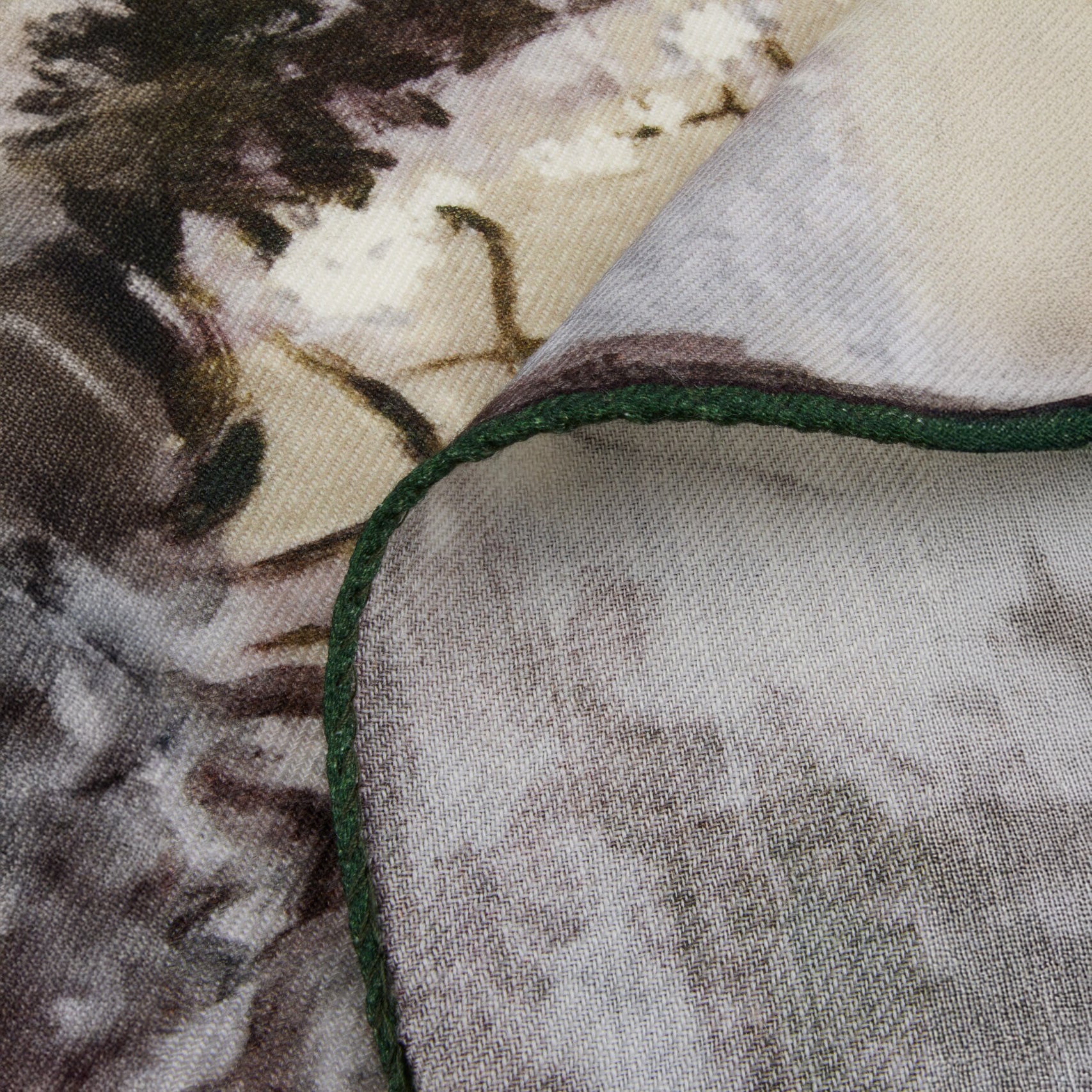 Beige & Green Watercolour Motif Wool Hankie - Stenströms