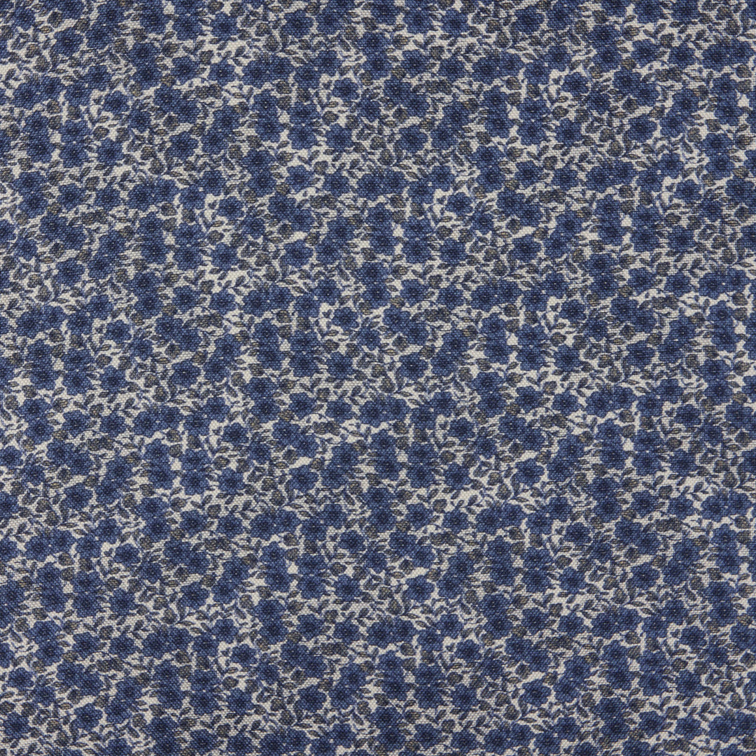 Blue & Gray Paisley/Floral Reversible Silk Hankie - Stenströms