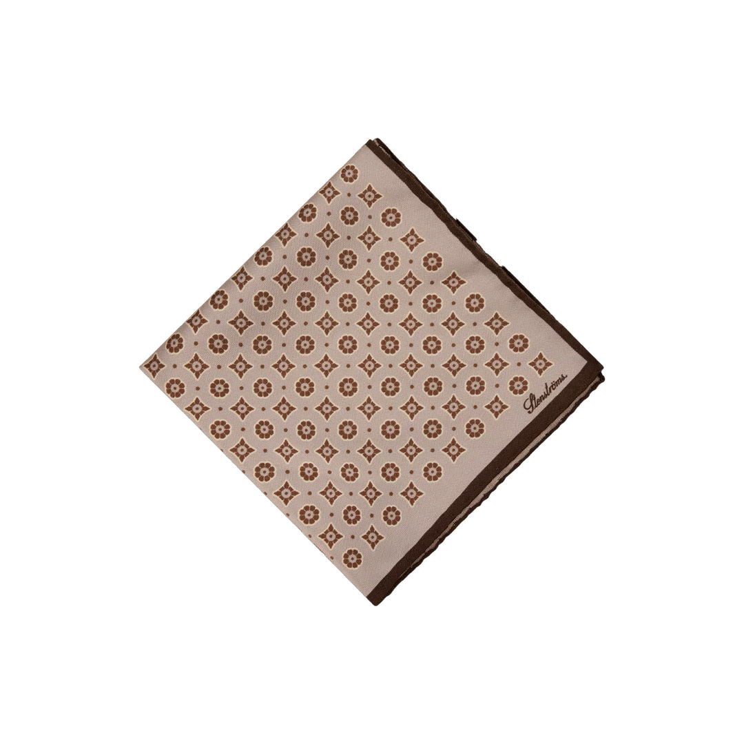 Beige & Brown Medallion Patterned Silk Hankie - Stenströms - Boutique Jacques International