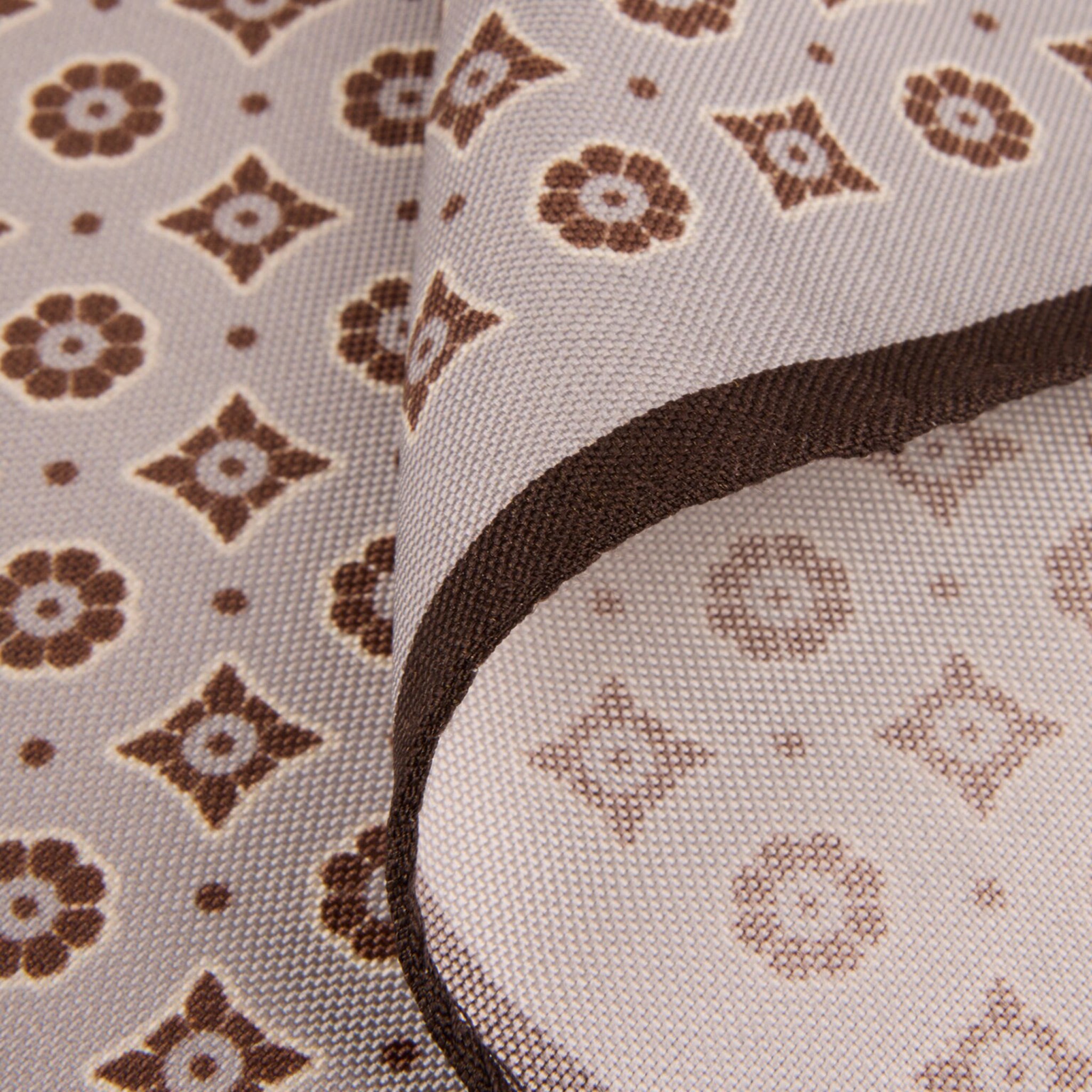 Beige & Brown Medallion Patterned Silk Hankie - Stenströms