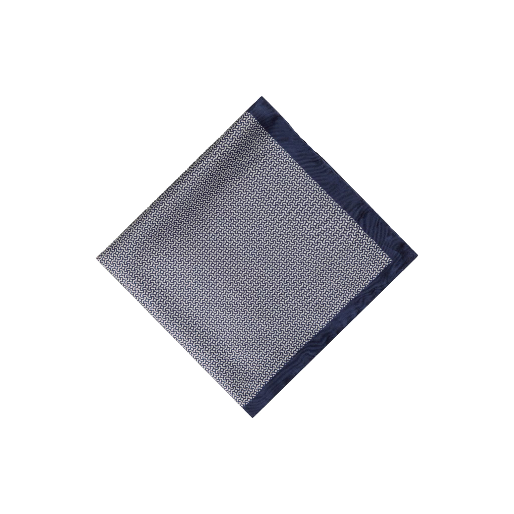 Blue Geometric Patterned Silk Hankie - Stenströms