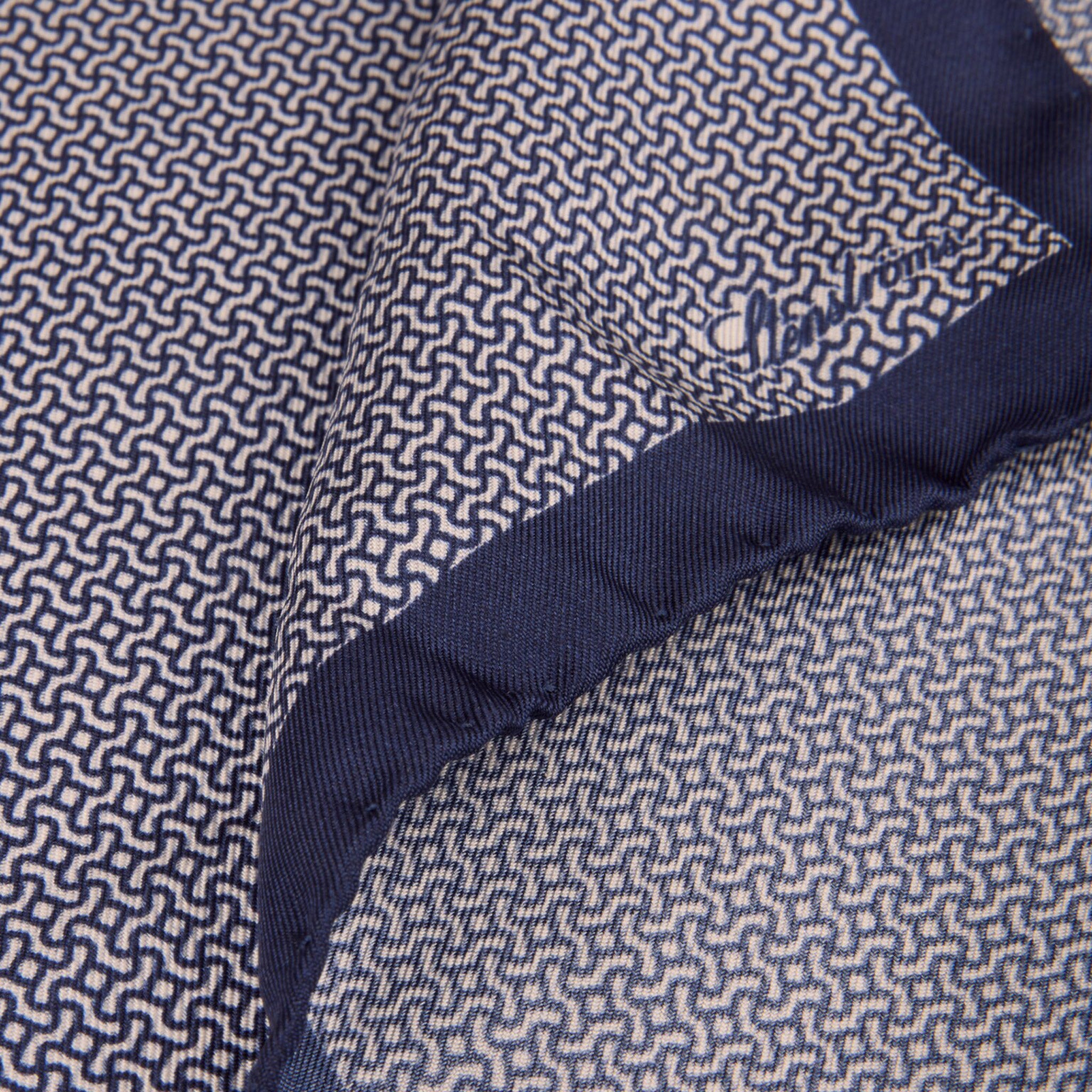 Blue Geometric Patterned Silk Hankie - Stenströms