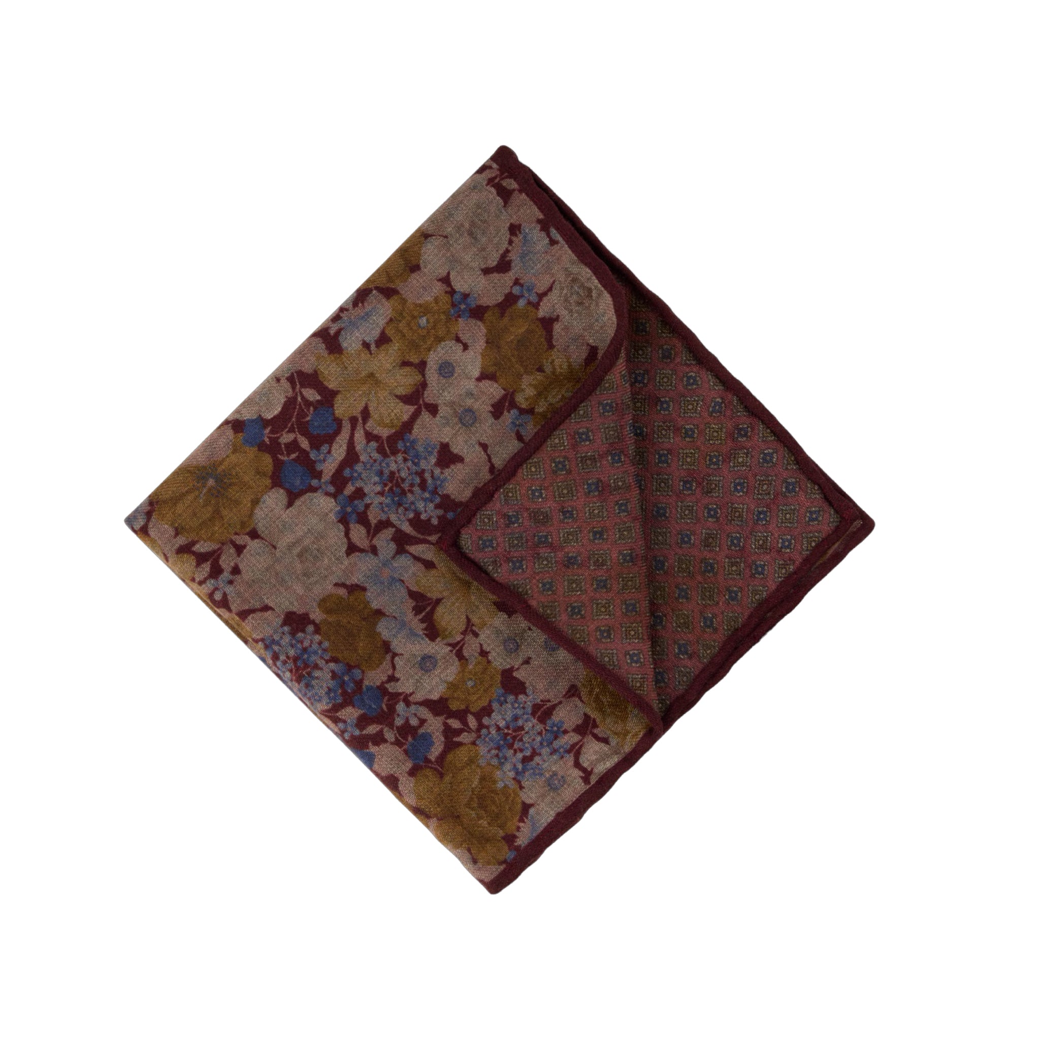 Burgundy Patterned Wool Hankie - Stenströms