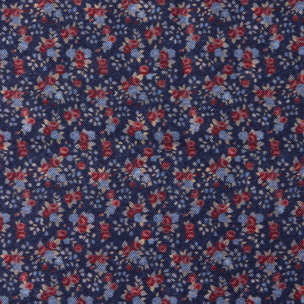 Blue & Red Patterned Silk Hankie - Stenströms