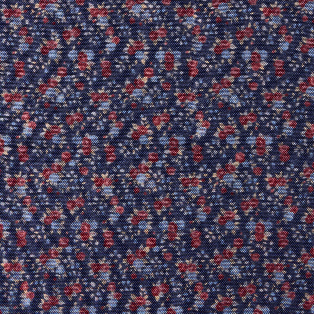 Blue & Red Patterned Silk Hankie - Stenströms