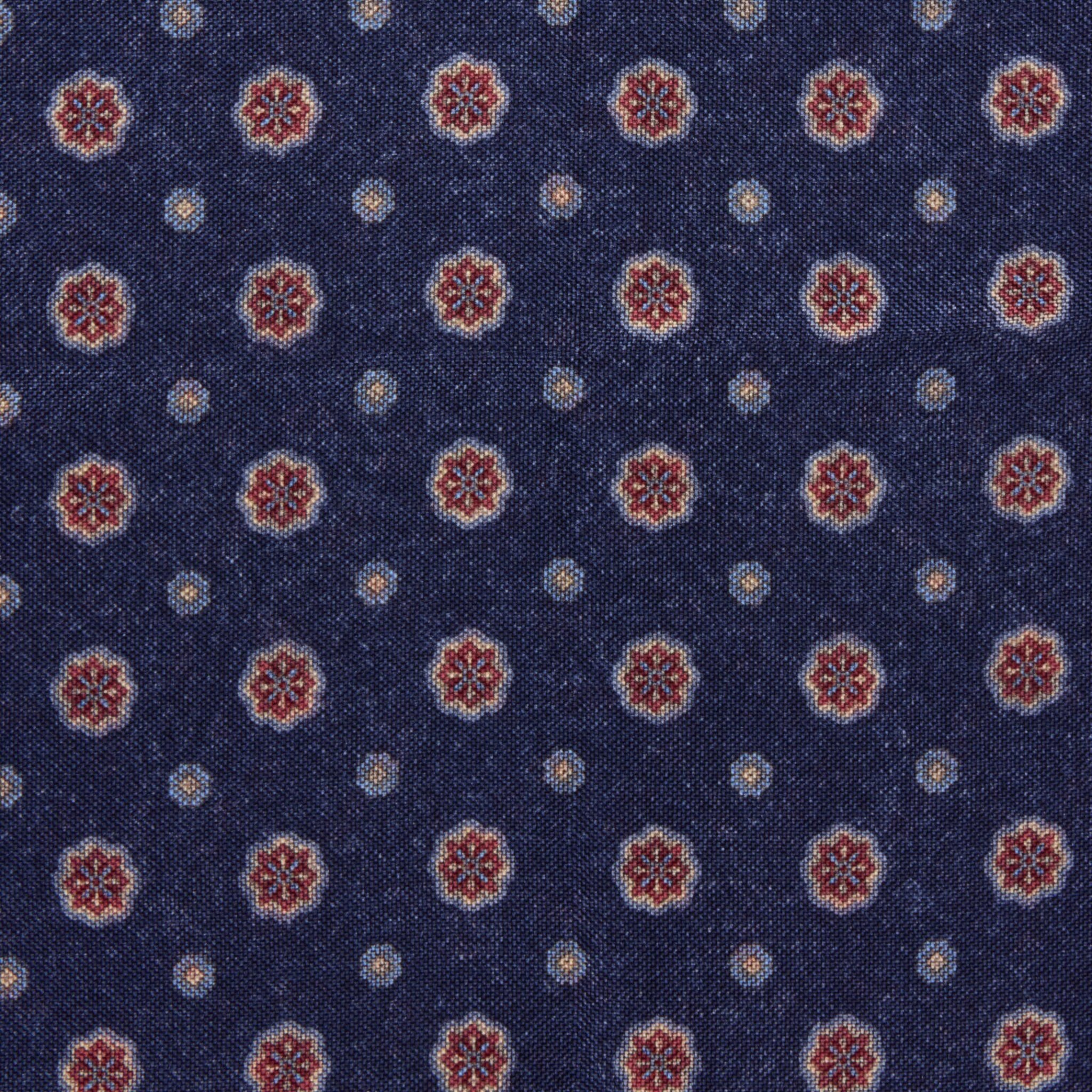 Blue & Red Patterned Silk Hankie - Stenströms