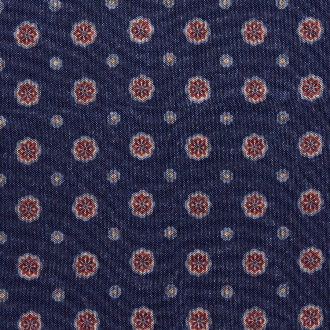Blue & Red Patterned Silk Hankie - Stenströms