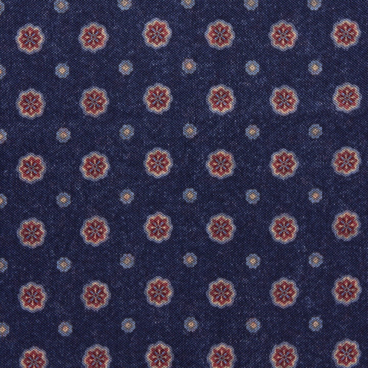 Blue & Red Patterned Silk Hankie - Stenströms