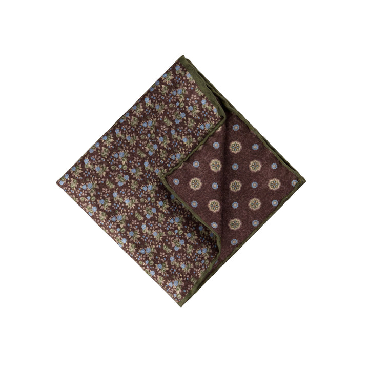 Dark Brown Patterned Silk Hankie - Stenströms - Boutique Jacques International