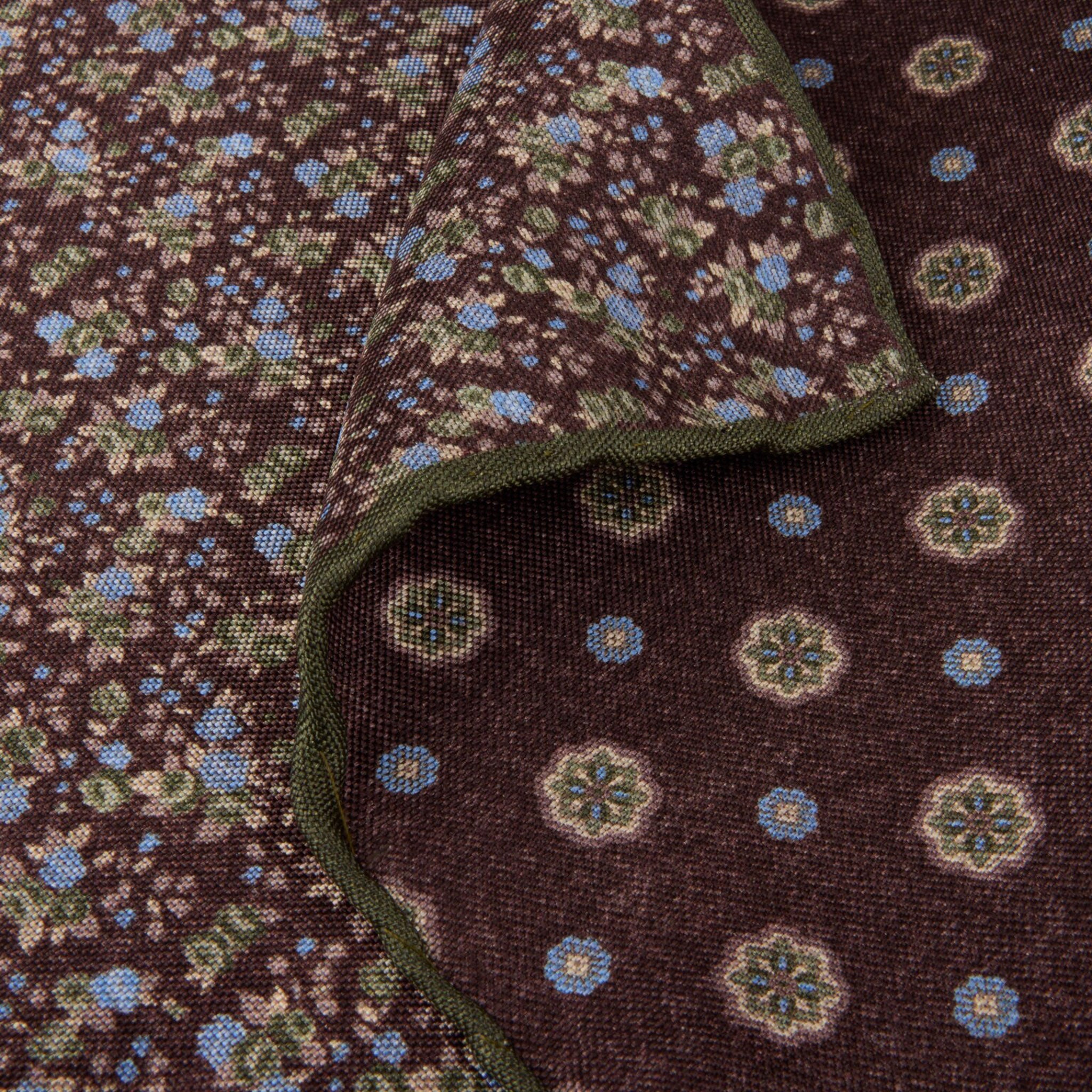Dark Brown Patterned Silk Hankie - Stenströms