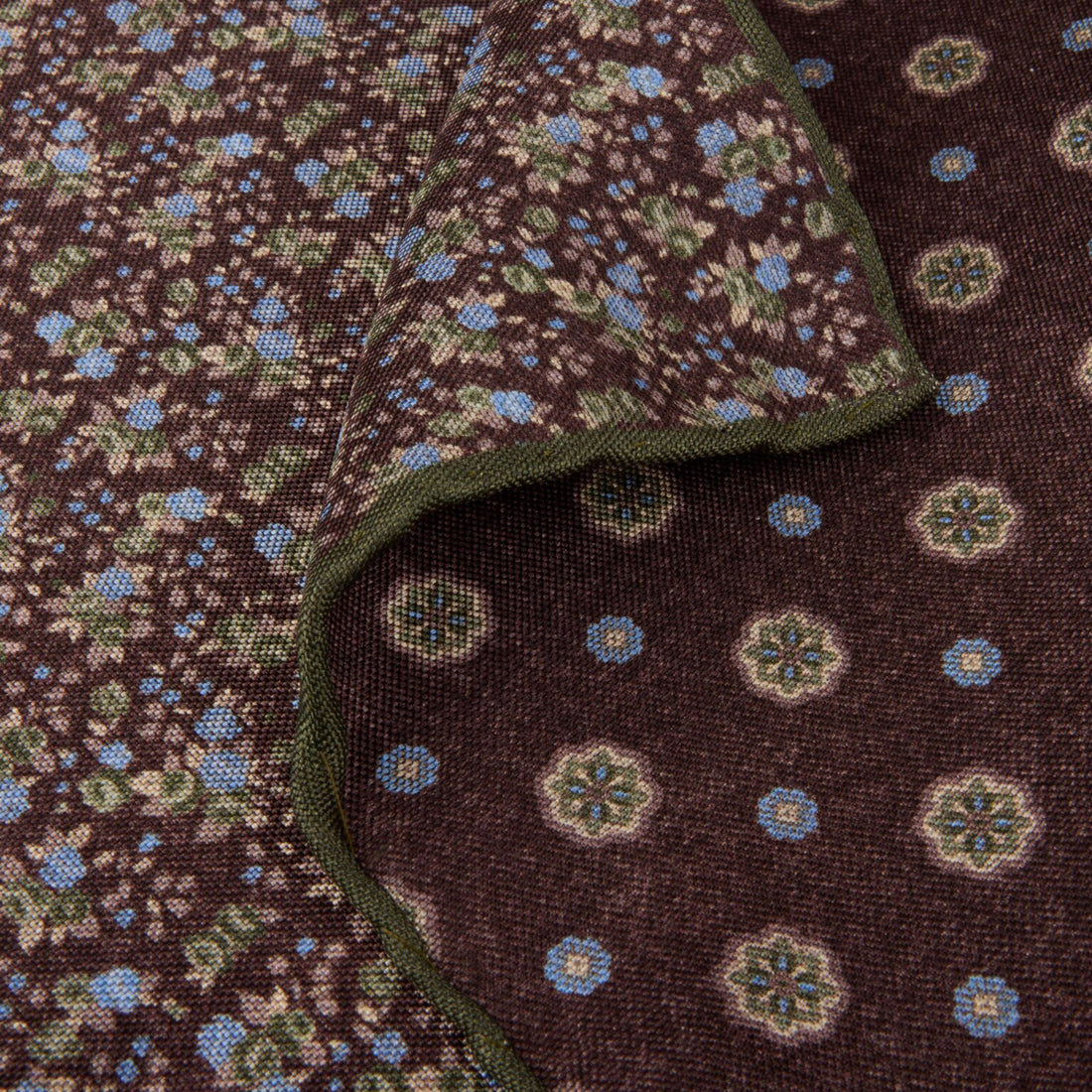 Dark Brown Patterned Silk Hankie - Stenströms
