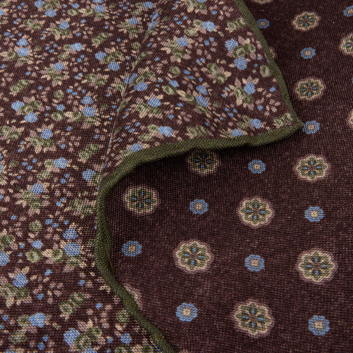 Dark Brown Patterned Silk Hankie - Stenströms - Boutique Jacques International