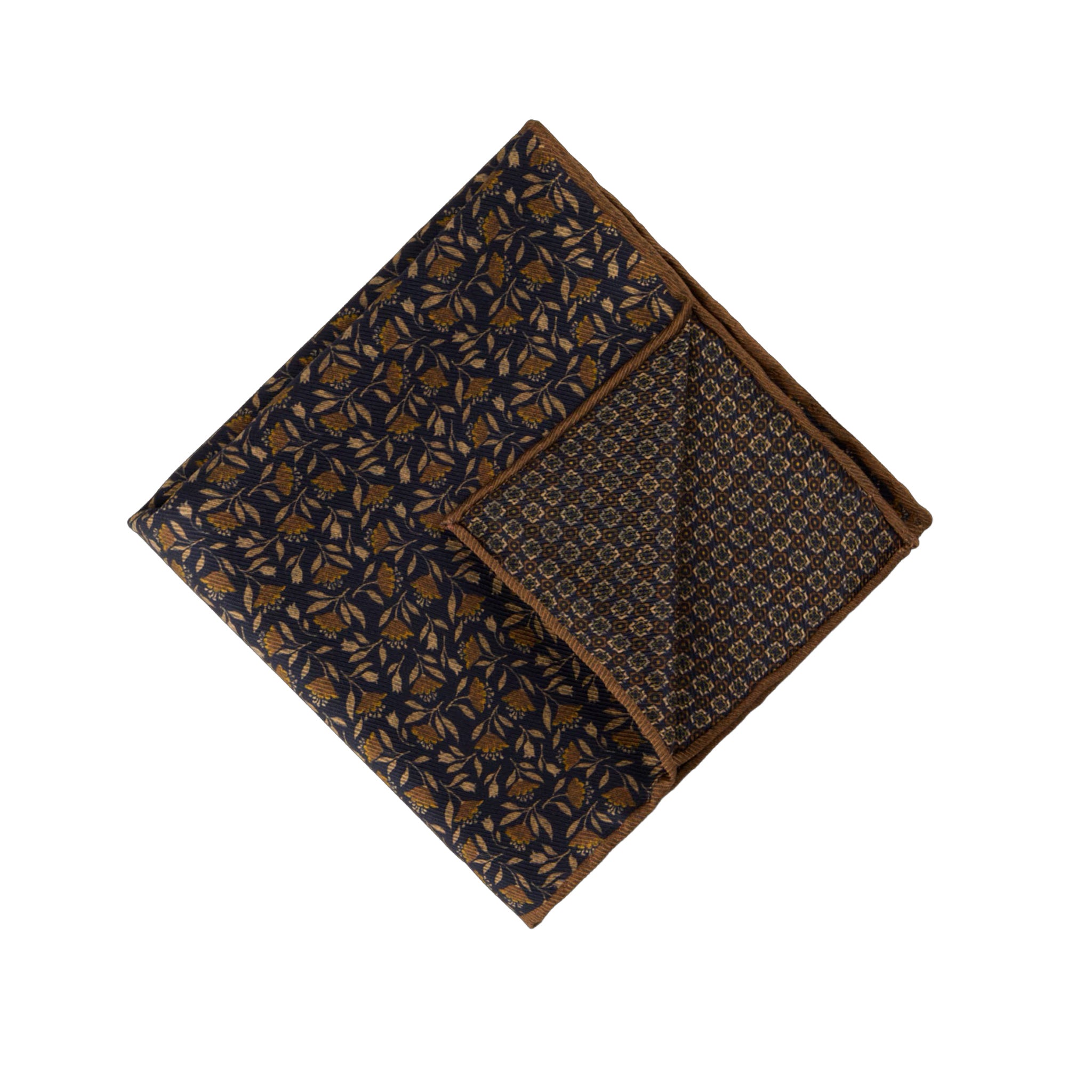 Navy Patterned Silk Hankie - Stenströms