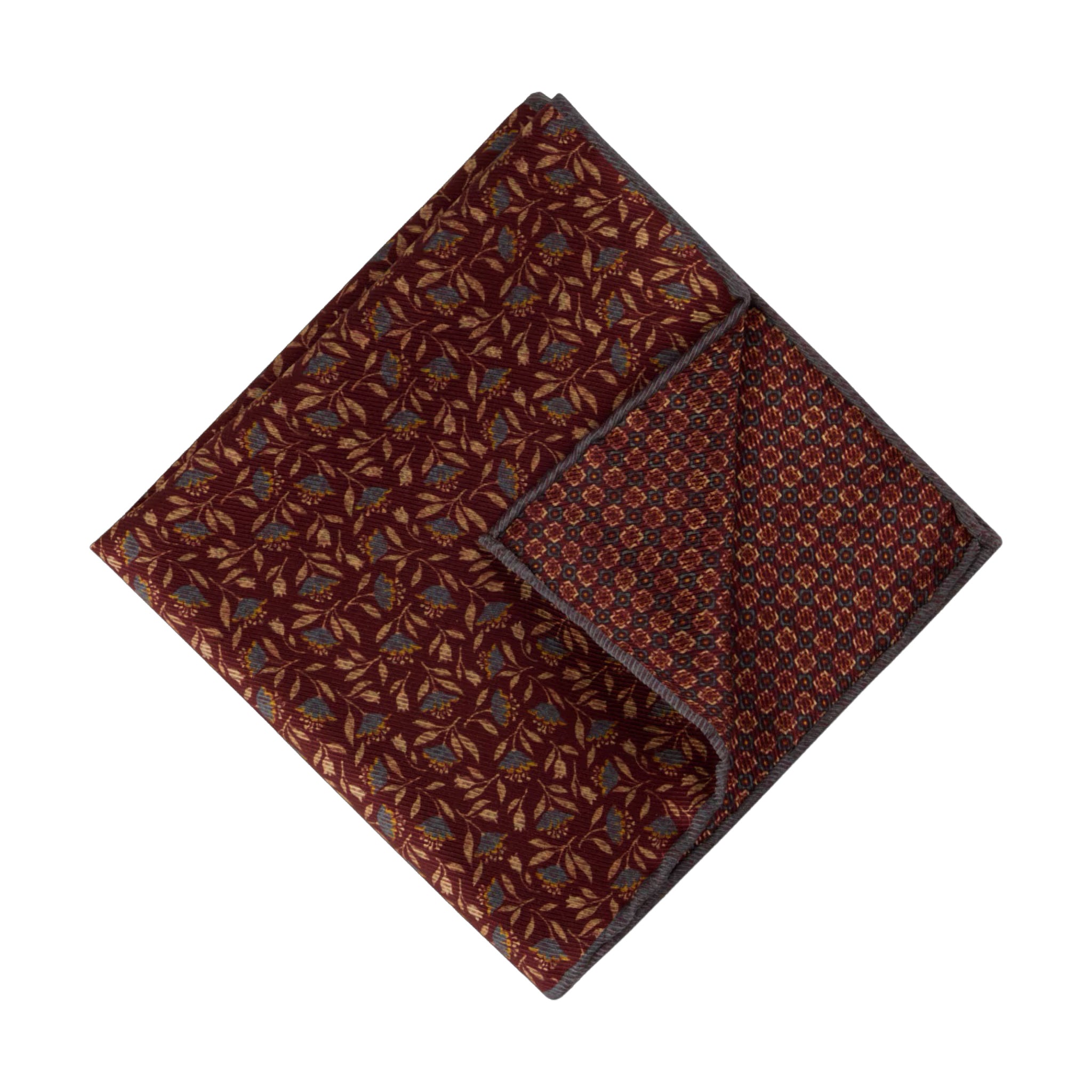 Burgundy Patterned Silk Hankie - Stenströms