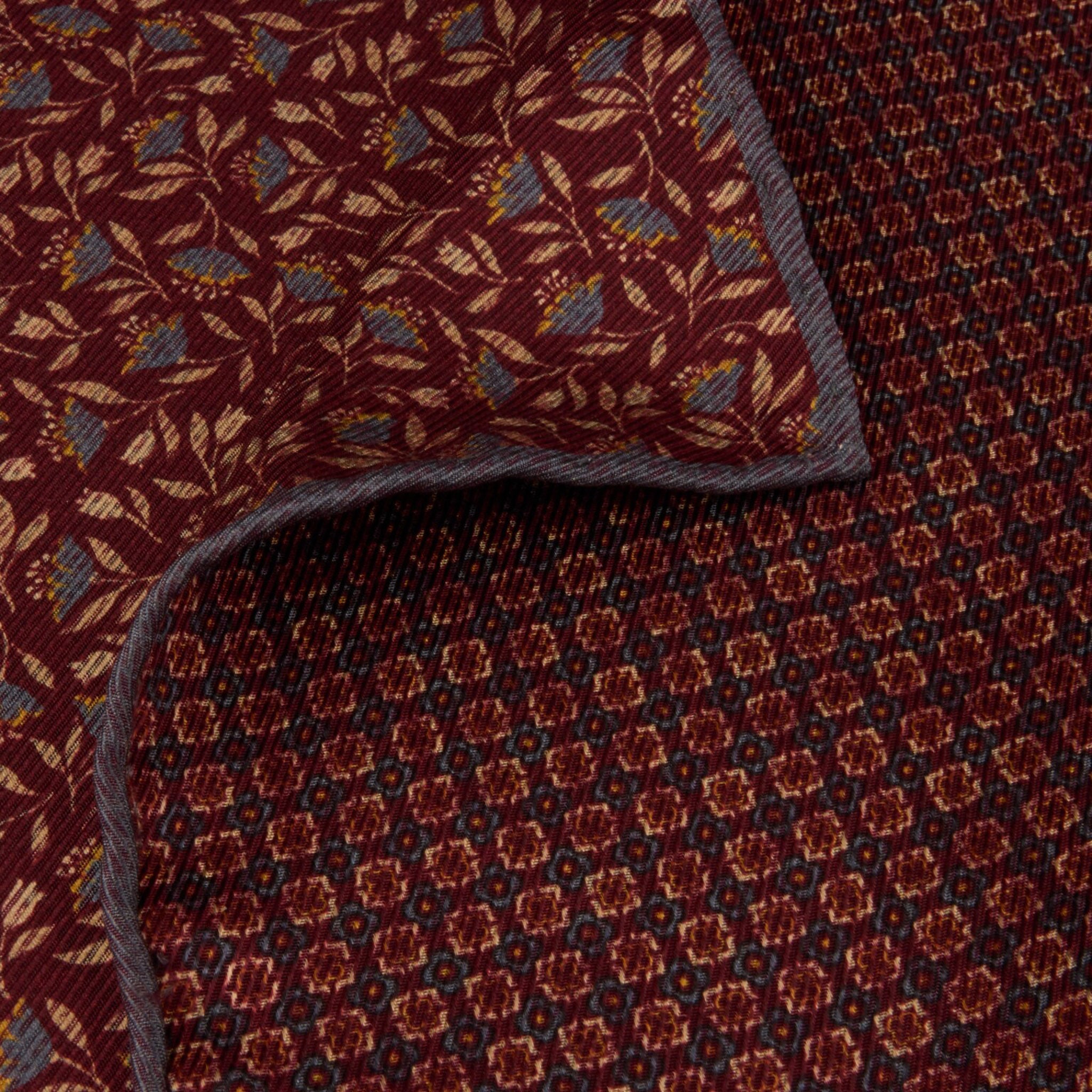 Burgundy Patterned Silk Hankie - Stenströms