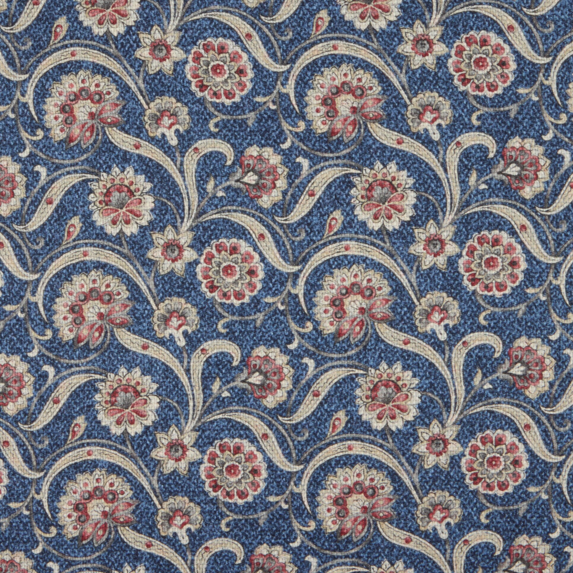 Navy & Red Floral/Medallion Reversible Silk Hankie - Stenströms