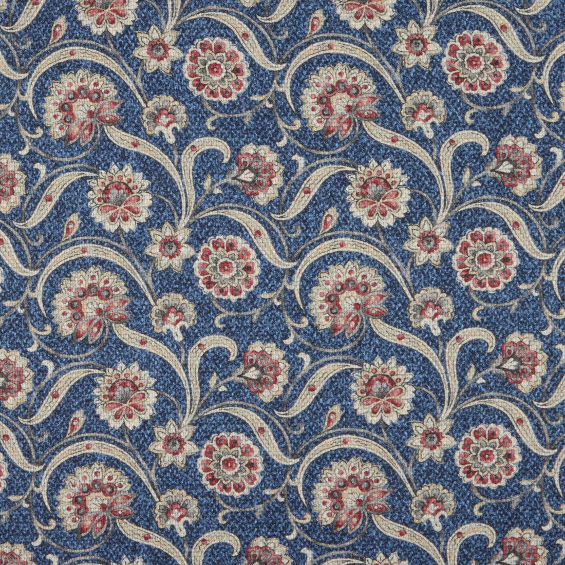 Navy & Red Floral/Medallion Reversible Silk Hankie - Stenströms