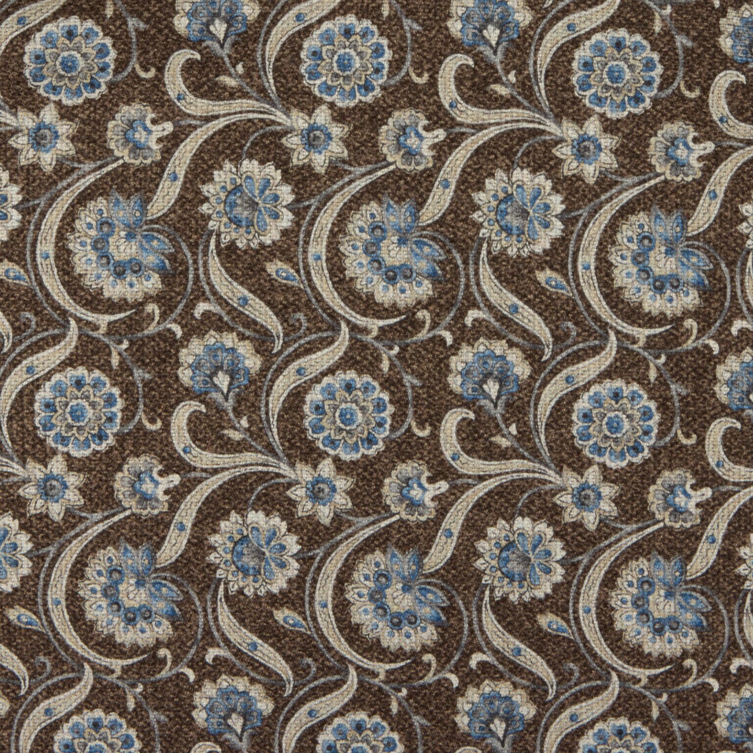 Brown Floral/Medallion Reversible Silk Hankie - Stenströms - Boutique Jacques International