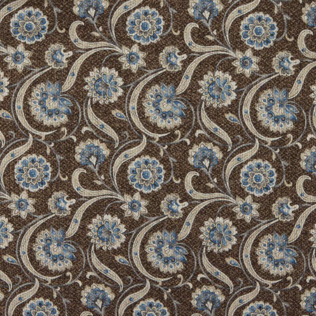 Brown Floral/Medallion Reversible Silk Hankie - Stenströms - Boutique Jacques International
