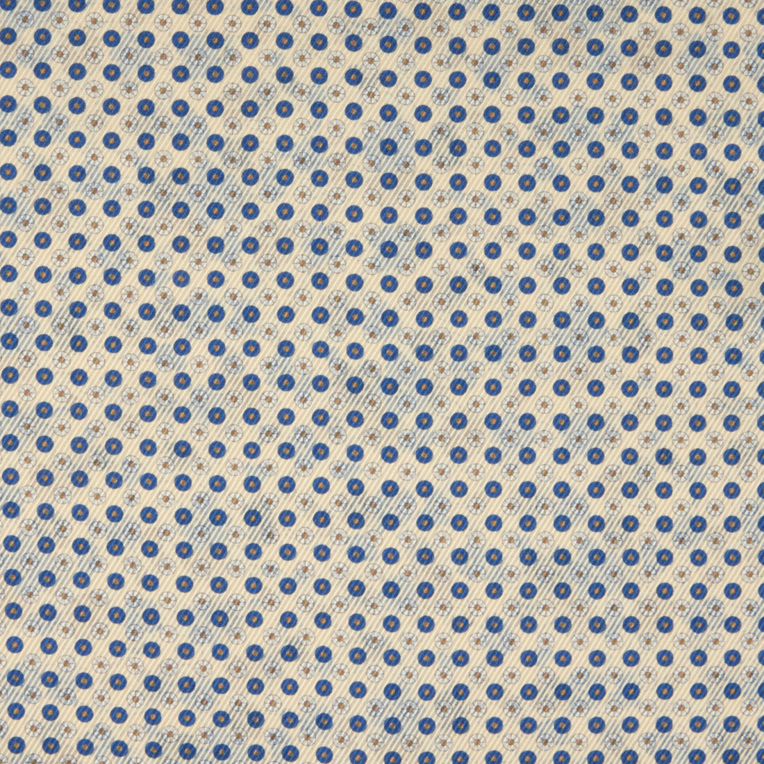 Champagne & Blue Floral Patterned Reversible Silk Hankie - Stenströms