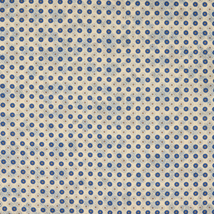 Champagne & Blue Floral Patterned Reversible Silk Hankie - Stenströms