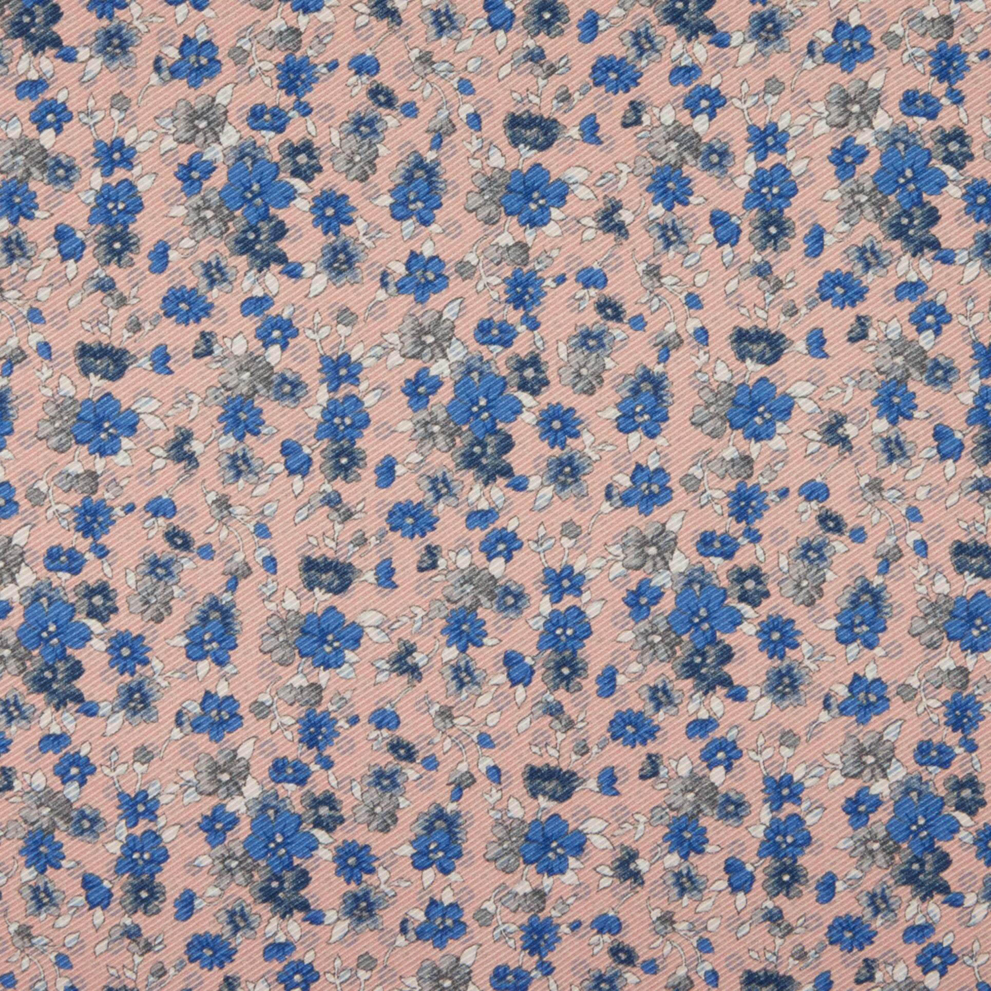 Pink & Blue Floral Patterned Reversible Silk Hankie - Stenströms