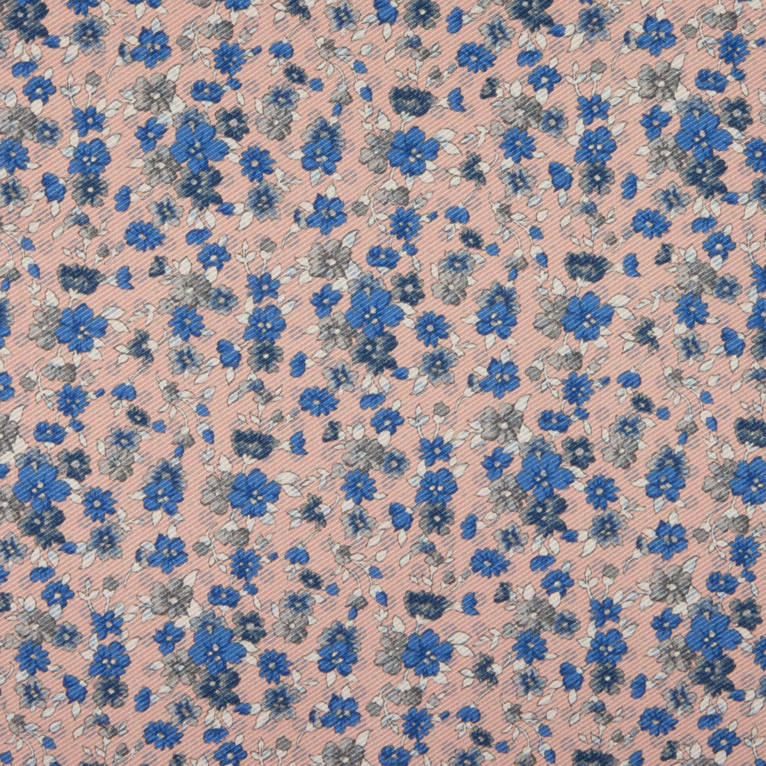 Pink & Blue Floral Patterned Reversible Silk Hankie - Stenströms