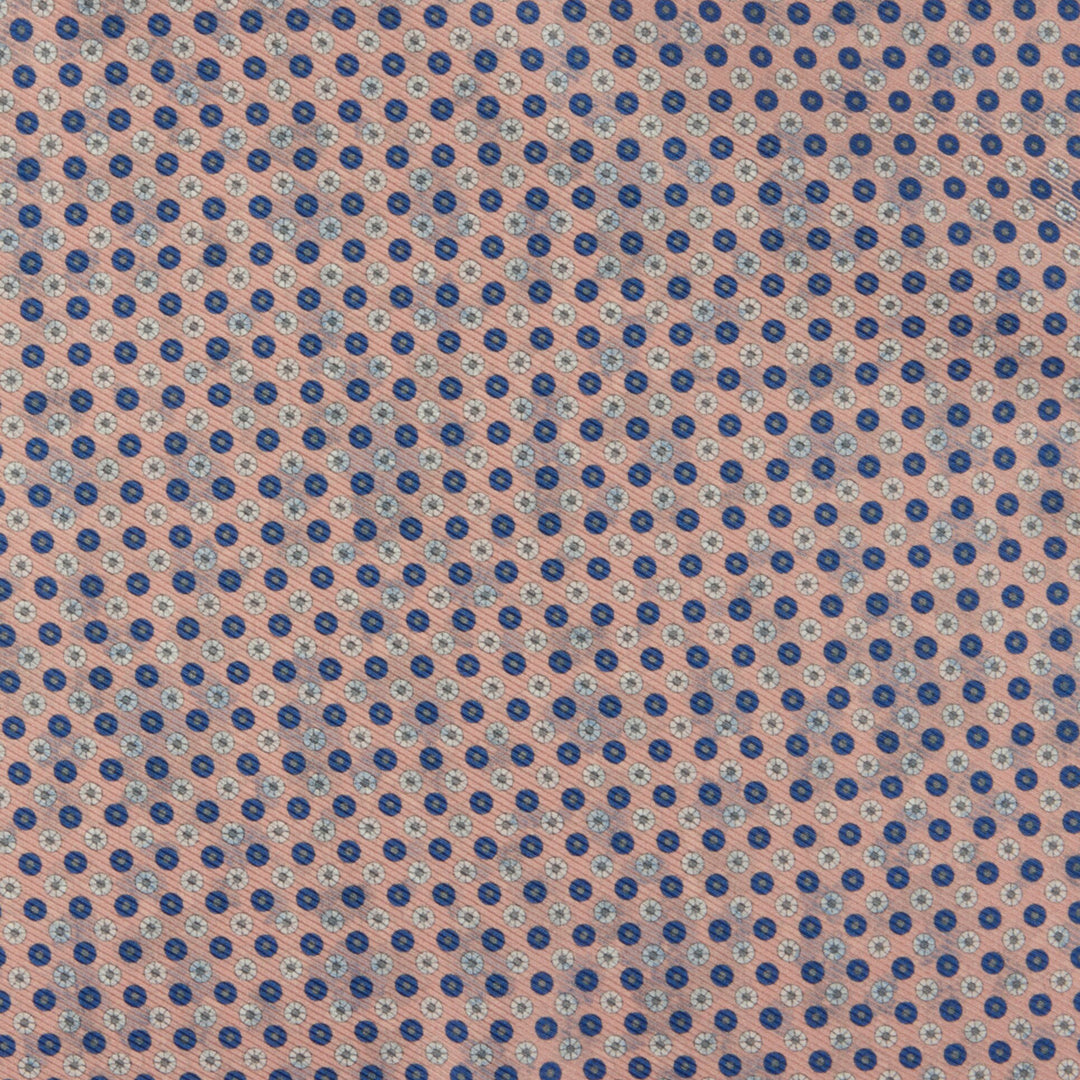 Pink & Blue Floral Patterned Reversible Silk Hankie - Stenströms