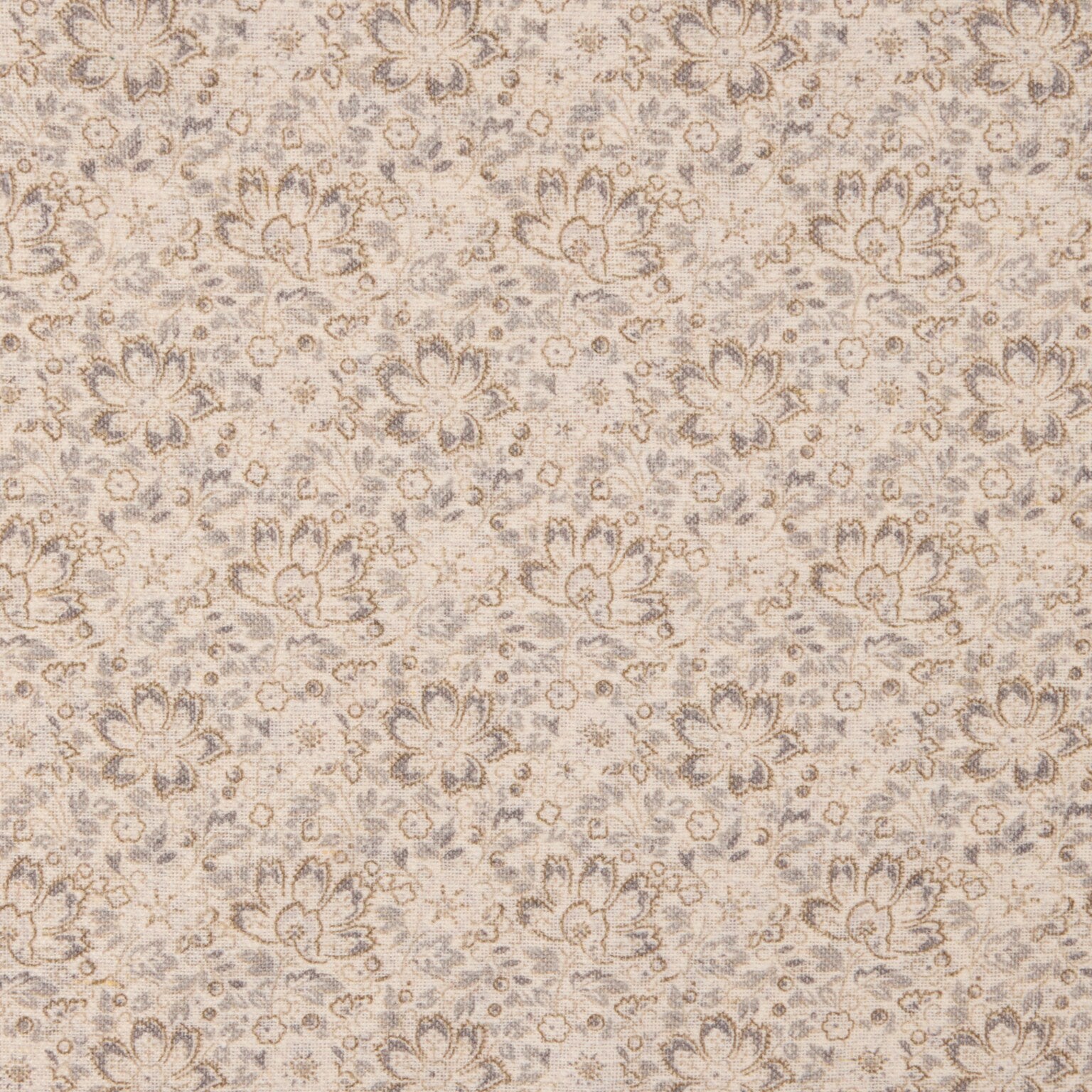 Light Gray & Beige Floral Reversible Silk-Cotton Hankie - Stenströms - Boutique Jacques International