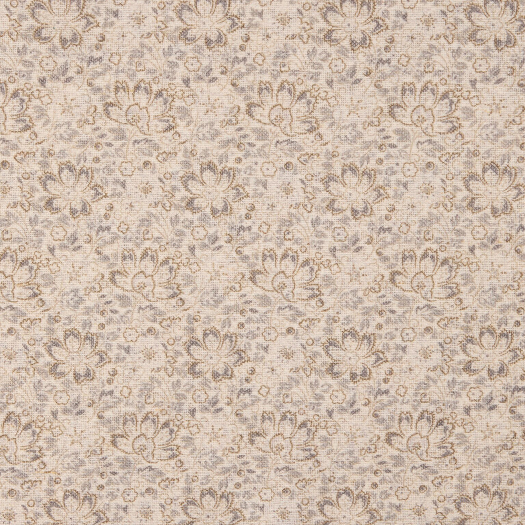 Light Gray & Beige Floral Reversible Silk-Cotton Hankie - Stenströms - Boutique Jacques International