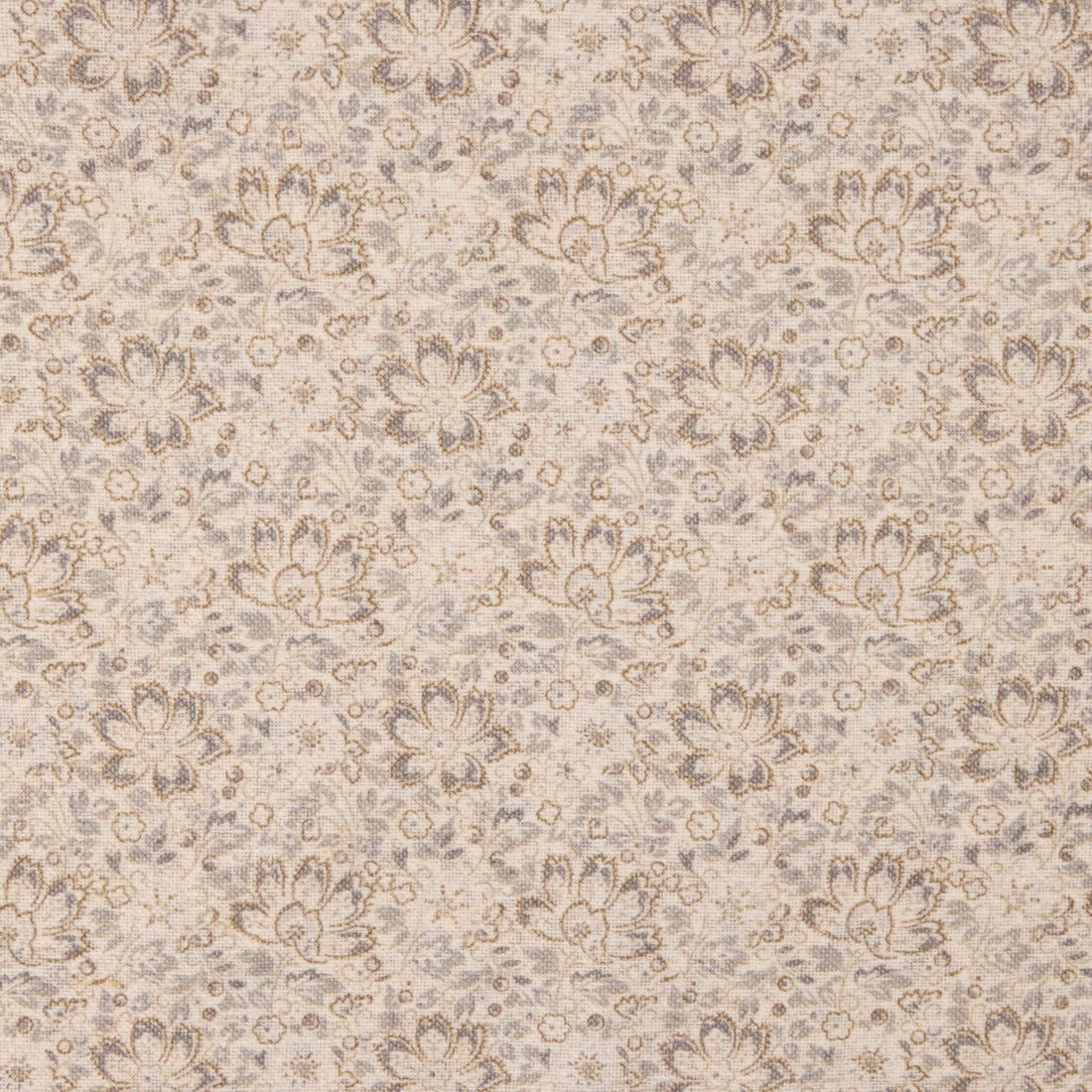 Light Gray & Beige Floral Reversible Silk-Cotton Hankie - Stenströms - Boutique Jacques International