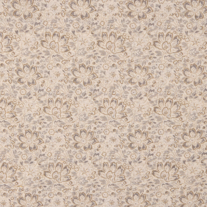 Light Gray & Beige Floral Reversible Silk-Cotton Hankie - Stenströms - Boutique Jacques International