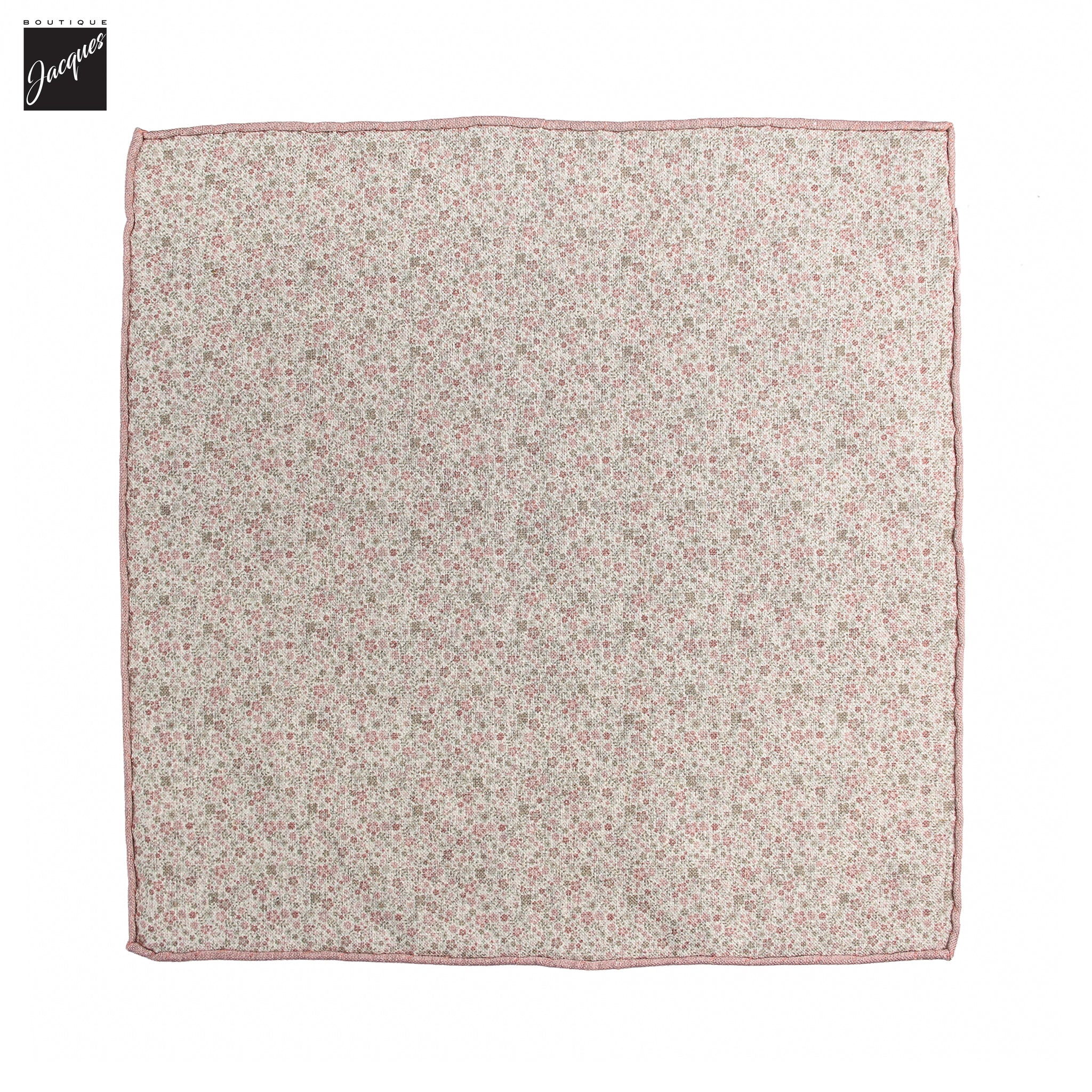 Light Pink & Beige Floral Reversible Silk-Cotton Hankie - Stenströms