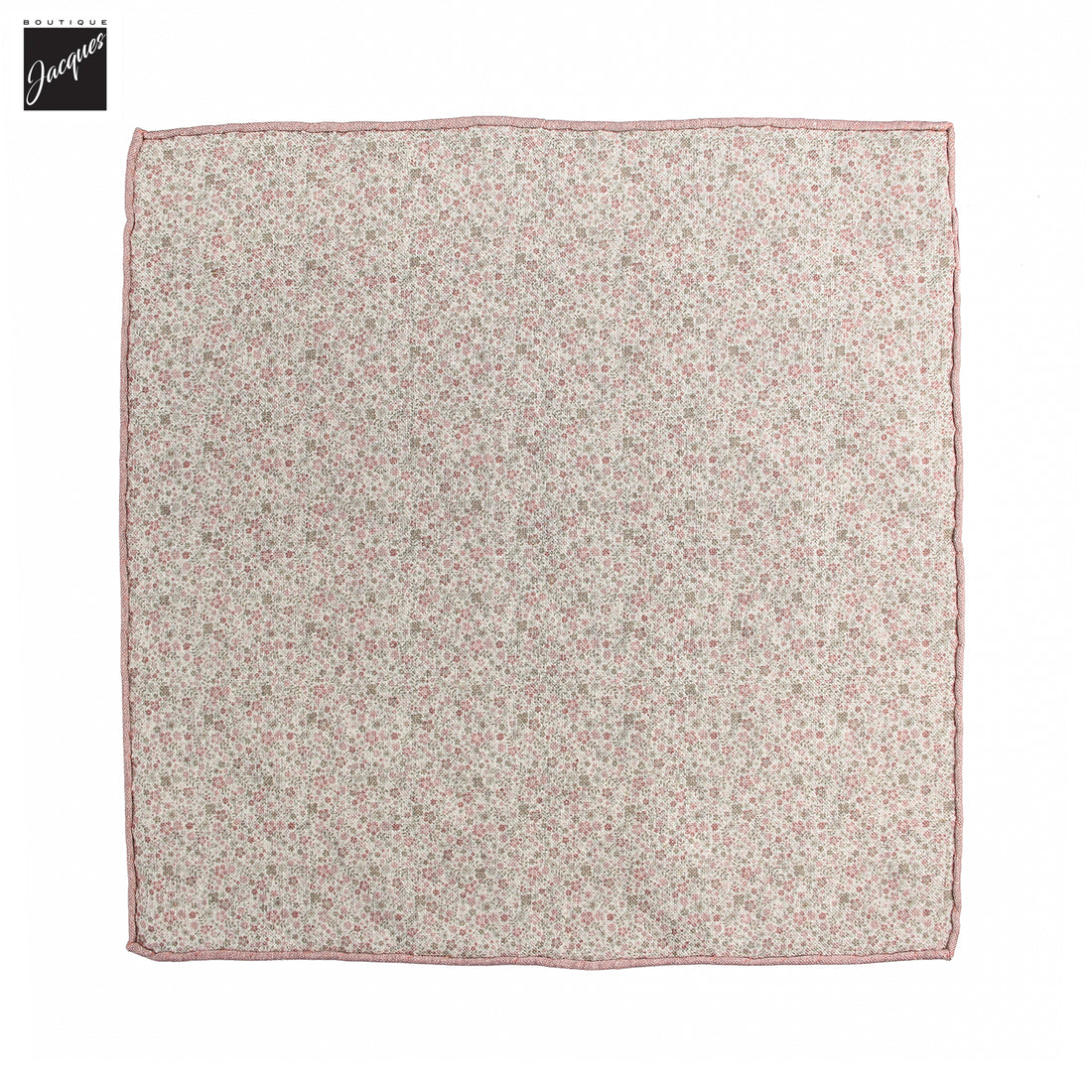 Light Pink & Beige Floral Reversible Silk-Cotton Hankie - Stenströms