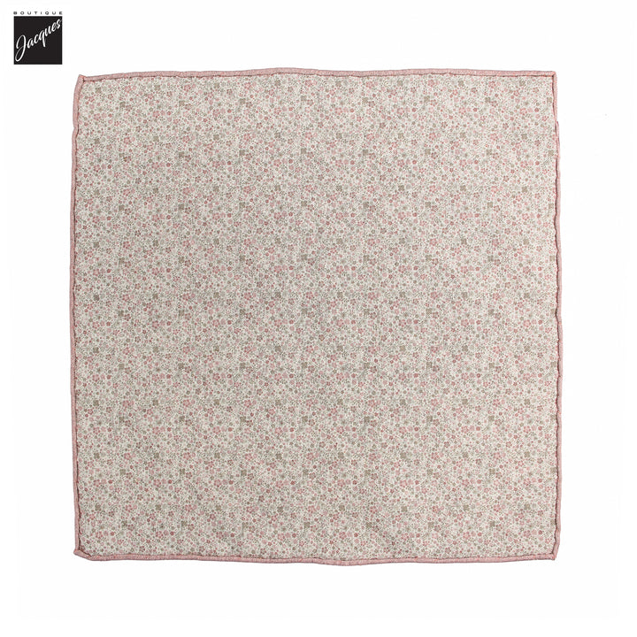 Light Pink & Beige Floral Reversible Silk-Cotton Hankie - Stenströms