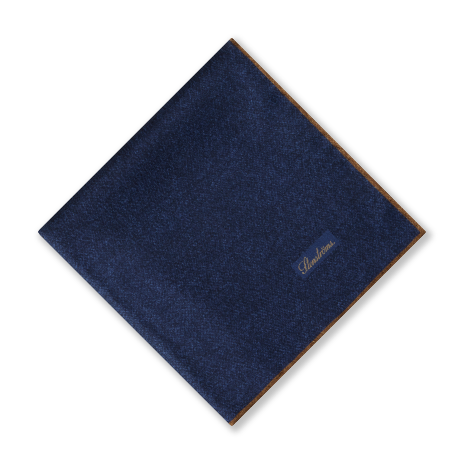 Mid Blue w/ Brown Edges Solid Silk Hankie - Stenströms - Boutique Jacques International