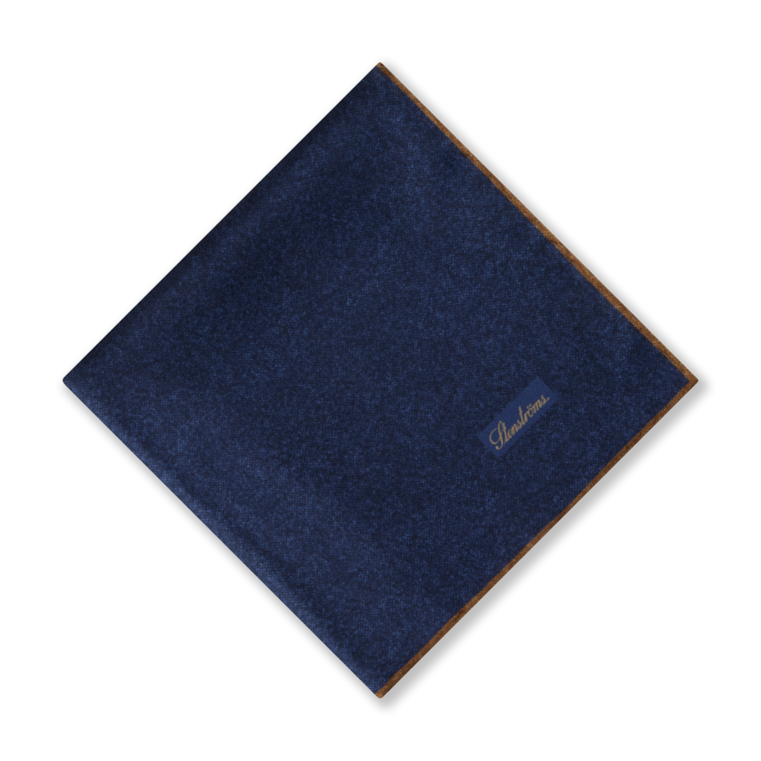 Mid Blue w/ Brown Edges Solid Silk Hankie - Stenströms - Boutique Jacques International