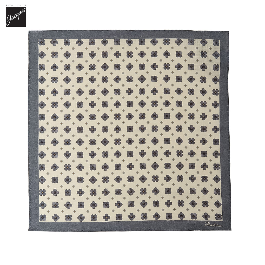 Cream & Blue Floral Linen Hankie - Stenströms - Boutique Jacques International