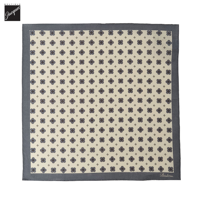 Cream & Blue Floral Linen Hankie - Stenströms - Boutique Jacques International